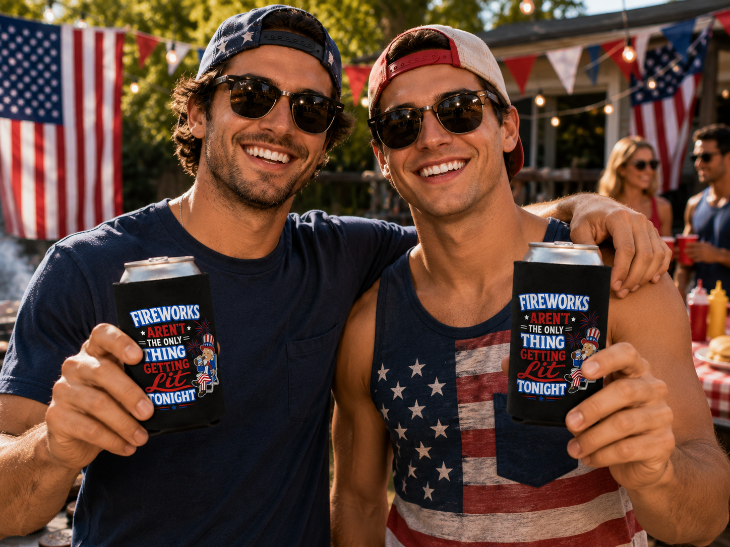 Fireworks Aren't The Only Thing Getting Lit Tonight 4th of July Patriotic Drink Koozie